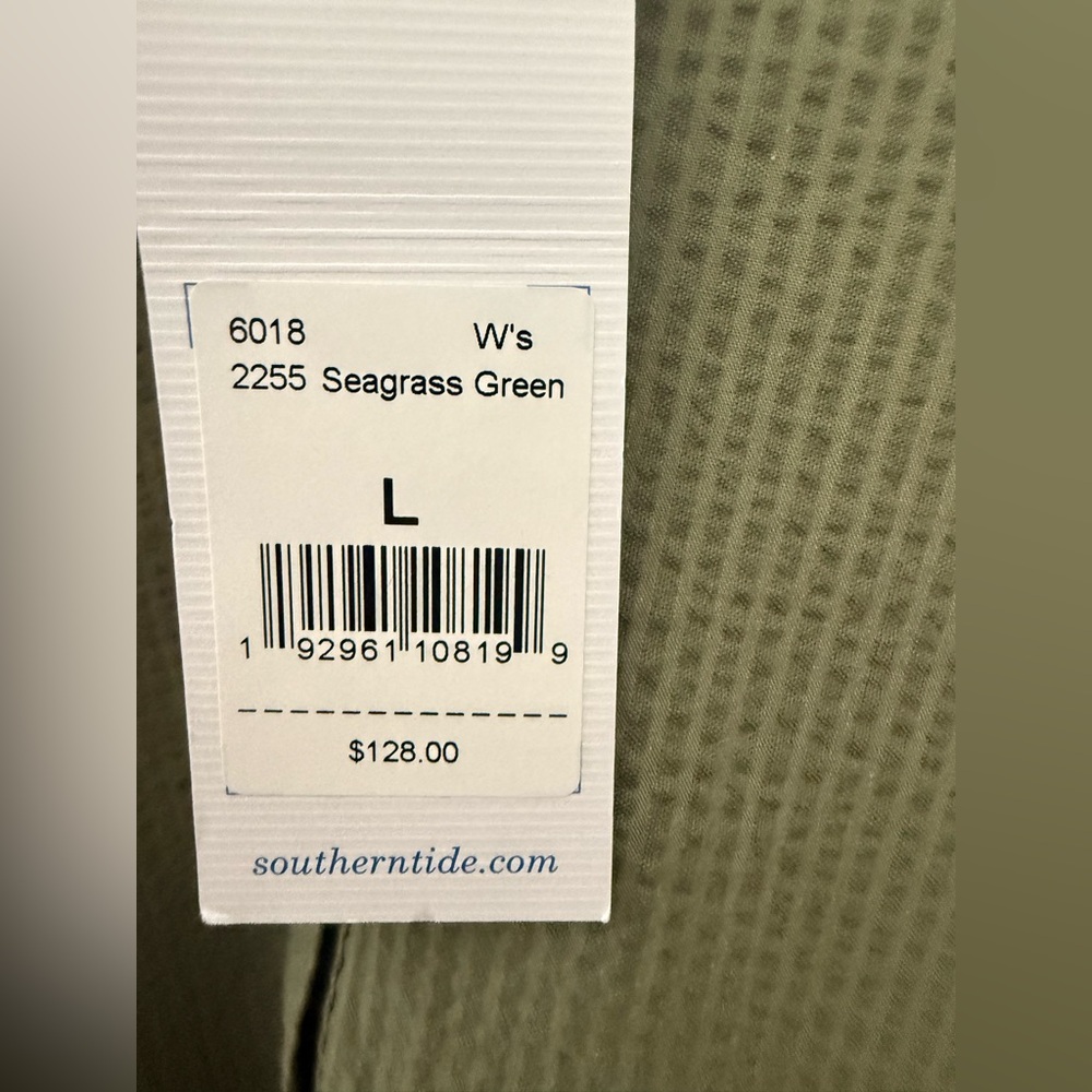 NWT Southern Tide Seagrass Green Seersucker Shirt Dress Size Large - Picture 10 of 12
